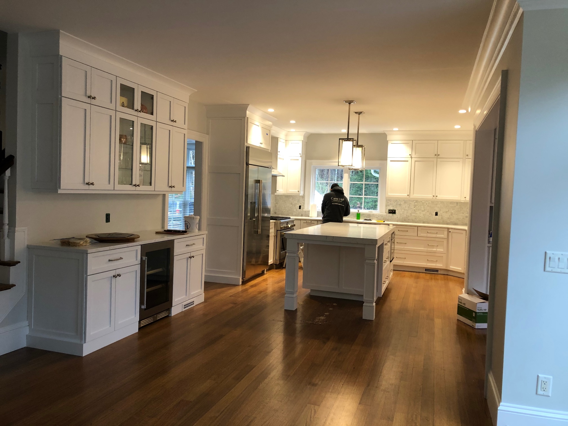 Spacious kitchen with custom island